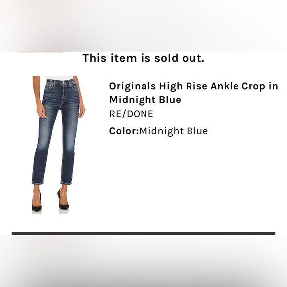 Re/Done Originals High Rise Ankle Crop Midnight Blue - Picture 6 of 15